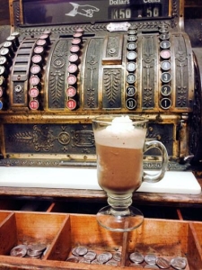 Coffee on antique cash register
